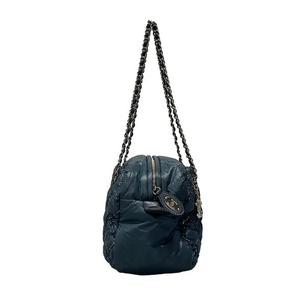 Auth CHANEL Paris Byzance Blue Nylon Leather Shoulder Bag - Picture 6 of 16